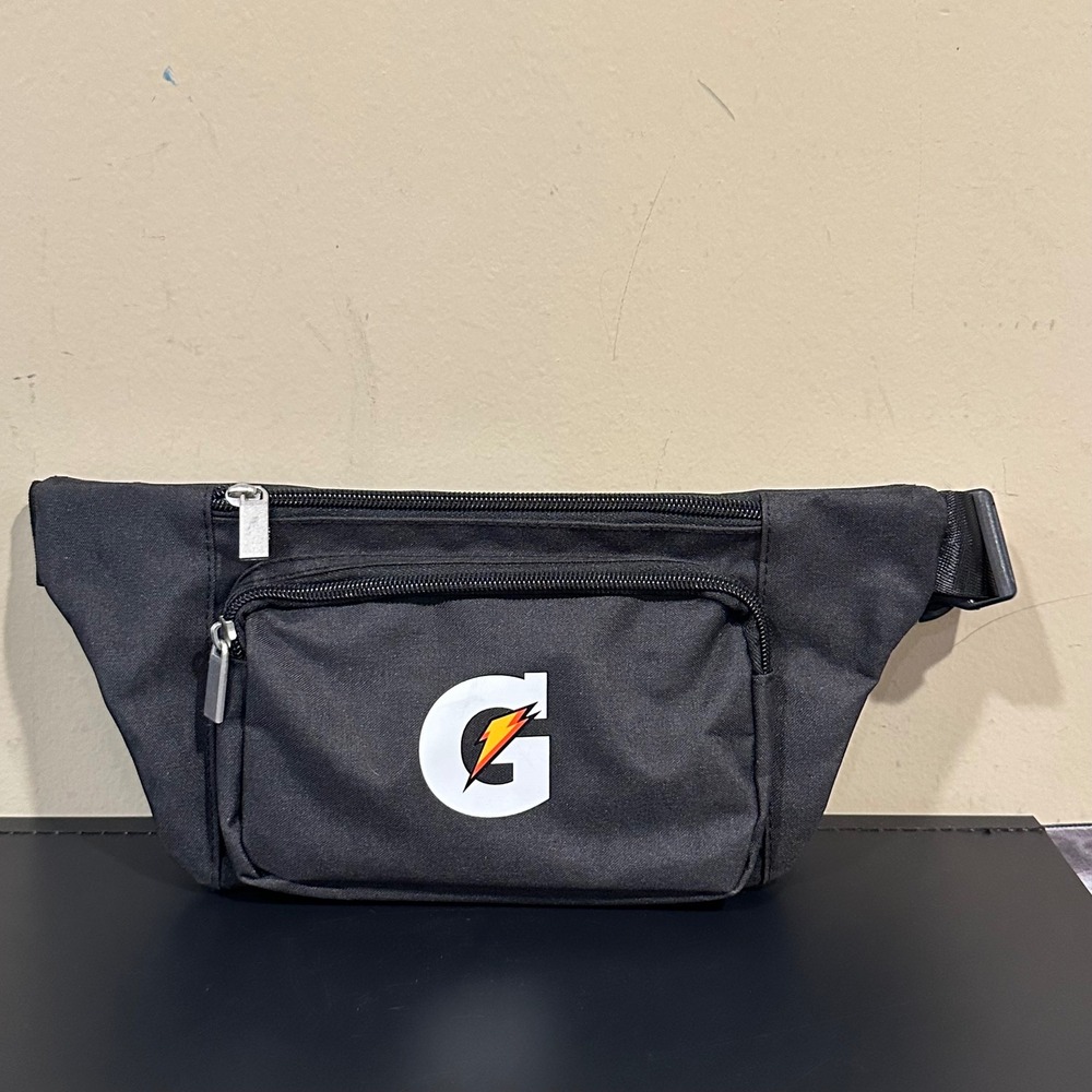 Gatorade Black Waist Bag Fanny Pack G Lightning Bolt Logo Adjustable Strap